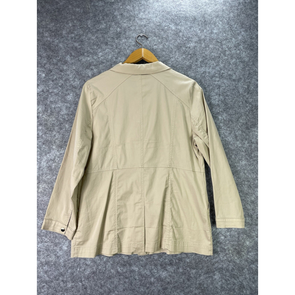 Chicos Luxe Twill Utility Jacket Size 2 US 12/14 Snap Cotton Pockets Stretch - Picture 11 of 12